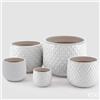 EDG Enzo De Gasperi Vaso Cachepot Bombato a Riquadri Ceramica Bianco - Set 5 Pezzi