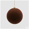 EDG Enzo De Gasperi Palline di Natale in Velluto Marrone Ø10 cm - Set 6 Pezzi