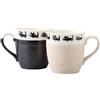 Ale-net Coppia di Tazze in Porcellana Gatto Nero Set φ8,3cm x H9cm 350cc...