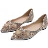 FQLGJMY Donna Puntato Strass Balletto Scarpe Piatte Scintilla Fiori Arco Festa di Nozze Comfort Tacco Basso Elegante Abito Appartamenti