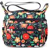 DEEVORCA Donna Borsa Tracolla Moda Borsa a Spalla Multi Tasca Disegni Stampati Viaggio Casuale Leggero Regolabile Borsa a Cartella Impermeabile Nylon Nero B