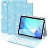 FUWANG Custodia con tastiera per iPad A16, compatibile con iPad 11a generazione 2025 e 10a generazione 2022, custodia iPad tastiera QWERTY rimovibile retroilluminata, motivo stelle e supporto per