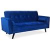 Menzzo Slow Divano Convertibile, Velluto, Blu, 186