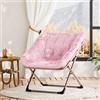 IdealHouse Moon Chair - Poltrona pieghevole in pelliccia sintetica con telaio in | Non necessita di montaggio, pieghevole salvaspazio, forma ergonomica, piedini in gomma antiscivolo, per soggiorno e camera da