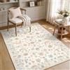 INOVADAY Tappeto Lavabile Boho 80x150 cm Bianco Crema da Corridoio | Camera da Letto, Cucina, Vintage, Ufficio, Sala da Pranzo, Atrio, Pelo Corto, Antiscivolo, Stampa, Morbido, Facile da Pulire