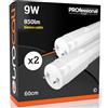 Eurocali Tubo LED 60cm G13 T8 9W 850 lumen - Luce Bianco Caldo 3000K - Fascio Luminoso 160° - Sostituzione Neon - Pacco da 2