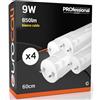 Eurocali Tubo LED 60cm G13 T8 9W 850 lumen - Luce Bianco Caldo 3000K - Fascio Luminoso 160° - Sostituzione Neon - Pacco da 4