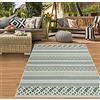 Teppich-Traum Tappeto per Interni ed Esterni in Effetto Sisal per Cucina Soggiorno Terrazza Balcone a Strisce ZigZag Diamanti verde sobre color sabbia Größe 120x170 cm
