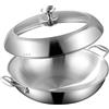 DELARLOCHEF Wok con induzione da 35 cm: Wok con rivestimento a 3 strati in acciaio inossidabile da 35 cm, senza PFOA, PTFE, resistente al forno fino a 400°C, risparmio energetico del 20%, Padella in