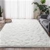 CEYIRO Tappeto Salotto Antiscivolo - Tappeto Camera da letto Morbido a Pelo Lungo in Peluche Finto con Spugna, Certificato OEKO-TEX, Ideale per Soggiorno, Ufficio, Giochi e Animali (Bianco, 120x160cm)