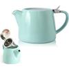 Mestive Teiera in porcellana, 620 ml, teiera in ceramica con colino in acciaio inox, verde chiaro, smaltata, per tè sfuso, per 2 tazze, per casa e ufficio, lavabile in lavastoviglie