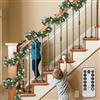 Eikuavons Ghirlanda natalizia con illuminazione, 2,7 m, con decorazione e telecomando, luce bianca calda, con 8 modalità di illuminazione, decorazione natalizia