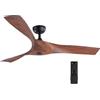 VONLUCE 132 CM Ventilatori da Soffitto con Telecomando 3 Pale in ABS Motore DC Reversibile Silenzioso a 6 Velocità Ventilatore da Soffitto Moderno per Camera da Letto Soggiorno Studio Patio, Noce