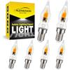 Ruiandsion Lampadine LED E14 Effetto Fiamma Tremolante 0,5W CA18, Bagliore Ambrato Caldo 1800K, 220-240V Non Dimmerabile per Lampadari, Parete, Casa, Feste e Natale (6 PZ)
