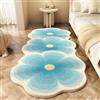 Hearda Tappeto Morbido Pelo Corto Moderno, Tappeto Imitazione Cashmere Camera da Letto Salotto con Fondo Antiscivolo Stile Fiore Tappetino Lavabile per Soggiorno (Azzurro,60x120cm)