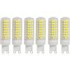 WULUN Lampadina LED G9, senza sfarfallio, 7 W, equivalente a lampadine alogene da 60 W, 650 lm, bianco freddo (6000 K), 95 LED SMD, lampadine a risparmio energetico G9, non dimmerabili, 6 Pcs