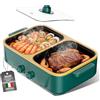Mihoho Combinazione di pentola elettrica e grill 2 in 1,1000W doppio controllo della temperatura, riscaldamento rapido - Elettrodomestico da cucina per interni per barbecue, noodles e altro (Verde scuro)