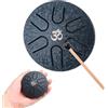 Aedcbaide Mini Steel Tongue Drum, 3 Pollici 6 Note Handpan Strumenti Musicali Tamburo in Acciaio Tromba Strumento Musicale con Bacchette per l'educazione musicale Concerto Yoga Principianti (Blu)