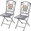 - Sedie da giardino pieghevoli Mosaico Flower in metallo nero 2 pz