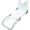 - Lettino con ruote Garden Friend Minorca in acciaio bianco