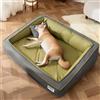 PETCUTE Cuccia Cane Interno Taglia Grande,Cuccia Ortopedica per Cani in Memory Foam con Base Antiscivolo,Bordi Rialzati,Impermeabile,Letto per Cani con Rivestimento Sfoderabile e Lavabile,Verde,XXL