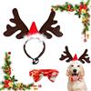 Mikiuly Fascia Per Animali Domestici di Natale, Cerchietto Accessori Pelo per Cani Gatto Corna da Renna Costumi Regolabile Alce Copricapo con Cappello da Babbo Natale, Regalo Natalizio Costume per Cani Gatt