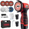 TEENO Mini Smerigliatrice Angolare Batteria 76mm 19500 RPM 2 Batterie | Mini flessibile batteria - Moletta batteria - Senza filo - Taglio, smerigliatura, lucidatura
