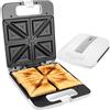 Clatronic ST 3629 Sandwich Maker, tostapane elettrico per sandwich, 4 fette, piastre triangolari per sandwich (con rivestimento antiaderente), controllo automatico della temperatura, 1200 watt, bianco