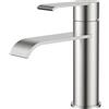 FORIOUS Rubinetto Lavabo, Miscelatore Bagno a Cascata | Altezza Bocca 98 mm, Acciaio Inox, Monocomando Inox, Risparmio d'Acqua ed Energia，Design Moderno