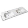 NORBE Lavabo ad Incasso (120x46 cm) in Ceramica | Lavandino a Due Vasche Design Moderno vasca rettangolare |Finitura Bianco Lucido| Lavamani no Piletta|Sanitari Bagno(120,8 x 46,5 X 2 cm - Due vasche)