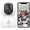 ANTELA Telecamera IP Wi-Fi da interno orientabile 355°/90°, per sorveglianza PTZ, WiFi 2,4GHz&5GHz,audio a 2 vie,visione notturna IR,rilevamento del movimento,compatibile con Alexa
