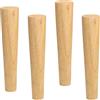 Qrity 35CM Gambe per Mobili Legno, Set di 4 Piedini in Legno di Quercia Affidabile per Divani, Comodini, Armadi, Piastra di Montaggio e Viti