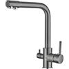 VALAZ Rubinetto Osmosi 3 Vie Gun Metal Girevole 360° Serie Nilo | Rubinetto cucina osmosi 3 vie, acqua depurata oltre a calda e fredda, miscelatore monocomando, girevole 360°, alta pressione