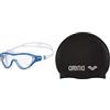 ARENA The One Mask Occhialini Nuoto Anti-Appannamento Unisex Adulto, Maschera Piscina con Grandi Lenti, Protezione UV & Classic Silicone, Cuffia Unisex Adulto, Nero (Black-Silver), Taglia Unica