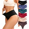 Sth Big Perizoma Donna Senza Cuciture a Vita Alta Brasiliana Mutande Tanga | Brasiliana Slip,Microfibra morbida elasticizzata,bordi tagliati al laser tassello in cotone,leggings e abiti aderenti,6 Pezzi