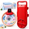 Generic Lavatrice a secchio portatile, lavatrice a secchio da 5 galloni con timer | Agitatore for bucato 150 W, agitazione avanti/indietro, pannello timer intelligente 5/10/15 minuti for calzini(Red)