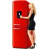 BAKAJI Frigorifero Combinato Vintage con Doppia Porta da 247 Litri, Frigo Salvaspazio con Dispenser d'Acqua e Maniglie Ergonomiche Design Retrò, Dimensioni 60 x 60 x 178 cm (Rosso)