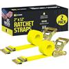 DC Cargo Mall 2 cinghie a cricchetto E-Track da 5,1 cm x 30,5 m, cinghie di fissaggio in poliestere resistente, robusto cricchetto e raccordi a molla E-Track per legare moto, rimorchi, carichi di pick-up