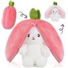 OSDUE Easter Bunny Peluche Strawberry Coniglio Plush Toys per Bambini | Puppet Giocattolo Doppio Lato Orecchie Morbide, Coniglietto di Pasqua Peluche Coniglio Animali Pupazzo Decorazioni Regalo