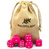 Waldfelsen 6, 12, 20, 30 o 50 dadi di alta qualità, dimensione standard 16 mm, dadi in acrilico per giochi di società, dadi a 6 facce, set di accessori da gioco con sacchetto in tessuto (Rosa, 6 pezzi