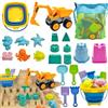 Pgtc Set 21 Pezzi Giocattoli da Spiaggia Bambini, Secchio Pieghevole e Rete | Giocattoli da Spiaggia per Bambini 1-3 Anni, Set Viaggio Spiaggia 4-8 Anni, Pala Castello Stampi Animali Costruzione