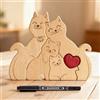 TZQFROCE Puzzle in legno artistico della famiglia di gatti Puzzle familiare Gatti in legno Personalizzato puzzle in legno artistico Sculture di gatti in legno Puzzle da tavolo in legno per mamma, papà