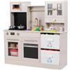 MAMIZO Cucina Giocattolo per Bambini con Effetti Simulati di Luce e Suono | Cucina Bambini Legno con 2PCS Scatole Portaoggetti, Cucinetta Giocattolo per Bimbi da 3 Anni, 90x30x90 cm, Beige