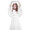 DERAYEE Costume d'angelo per Natale, abito d'angelo con ali e cerchietto per ragazze, costume d'angelo per Natale, cosplay, Halloween Carnevale (S)