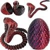 Joycabin Giocattolo di serpente stampato 3D, Pasqua 3D, uovo di serpente stampato 3D, uova di serpente, uova di serpente, animali stampati 3D, per bambini, regali di scrivania (Cobra - Nero Rosso)