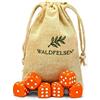 Waldfelsen Dadi 6, 12, 20, 30 o 50 pezzi, Acrilici, Arancione, 16mm, 6 lati, Sacchetto di stoffa