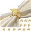 WUMEIJIAJU Set di 12 anelli porta tovaglioli, anelli porta tovaglioli in stoffa, anelli porta tovaglioli a forma di ventaglio, fermagli per tovaglie, banchetti di nozze, feste e vacanze (Oro, 5.8 x 4.8 cm)