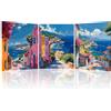 PIY PAINTING Stampe su tela Casa sul mare colorate Immagini, Quadro su tela paesaggio Quadro Moderno Decorazione Murale per camera da letto Hotel Sala yoga 3 Parties 30x40 cm, Cornice Incorporata