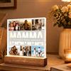 Minchek Lampada Personalizzata con Foto e Dedica Personalizzato, Regalo Mamma Personalizzato con 6 Foto, Lampada in Plexiglass con Base in Legno, Idea Regalo Mamma