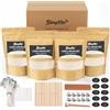 Blingfun Kit per realizzare candele di soia, set completo con cera di soia da 0,5 kg e 0,9 kg, stoppini, vaso con manico in legno, cucchiaio, barattoli di latta da 113,4 g, adesivi, etichette fatte a
